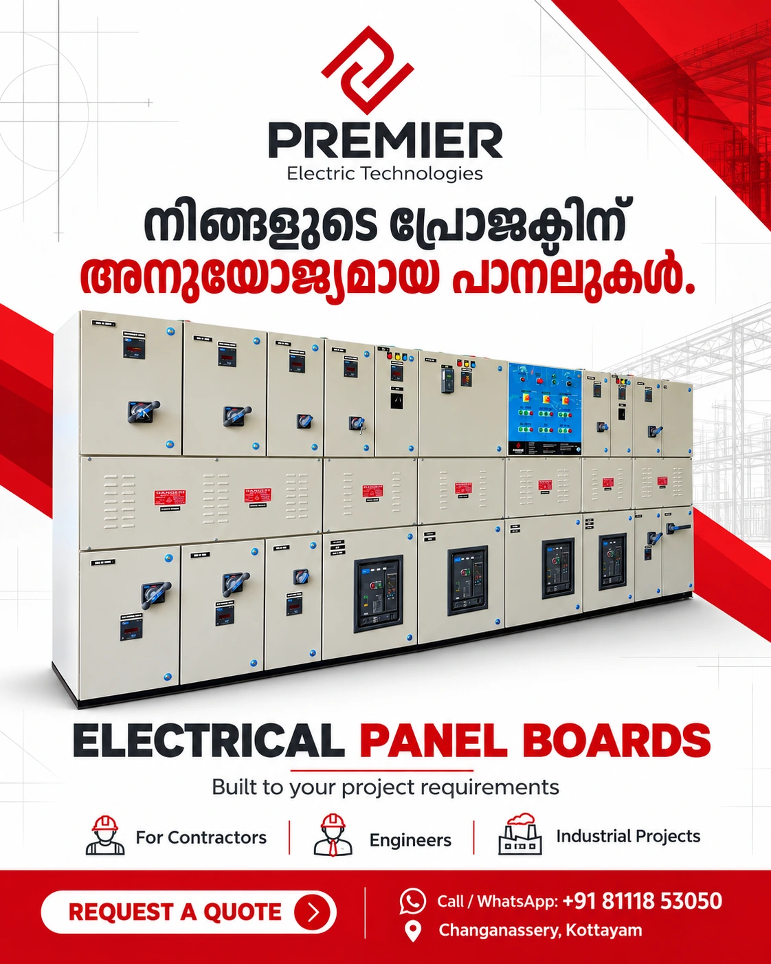 Premier Electric Technologies — Panel board showcase marketing poster